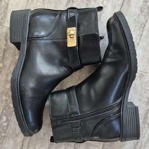 Giani Bernini Black Ankle Boots with Gold Buckle